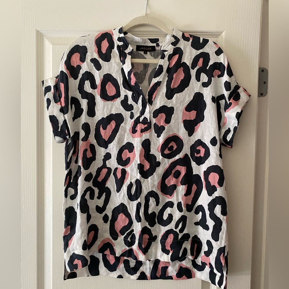 Vintage Linen V neck Jaeger Blouse size 10